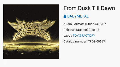 From Dusk Till Dawn Has Released In Japan Unofficial Babymetal News